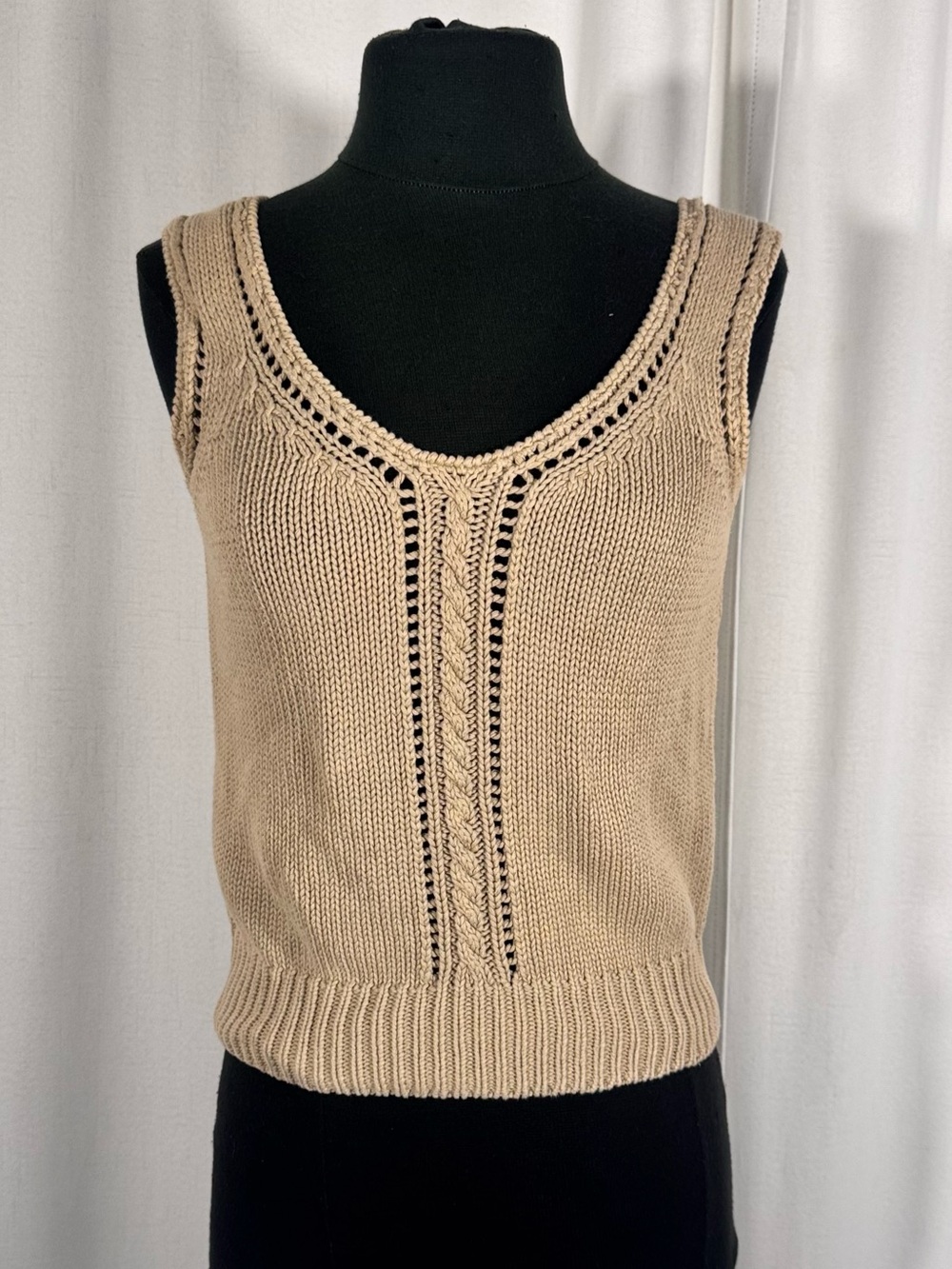 Exclusive Imports Vintage Beige Knit Sleeveless Top